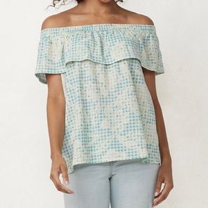 LC Lauren Conrad Petite Ruffle Off-Shoulder Top